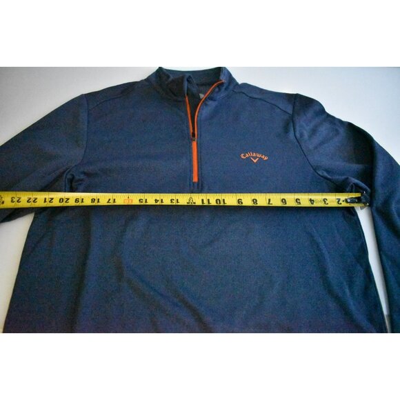 Callaway Golf Men's Med Pullover Quarter Zip Jacket Performance Blue Orange - Picture 3 of 7